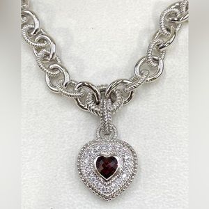 NIB Judith Ripka Sterling Silver Heart Necklace